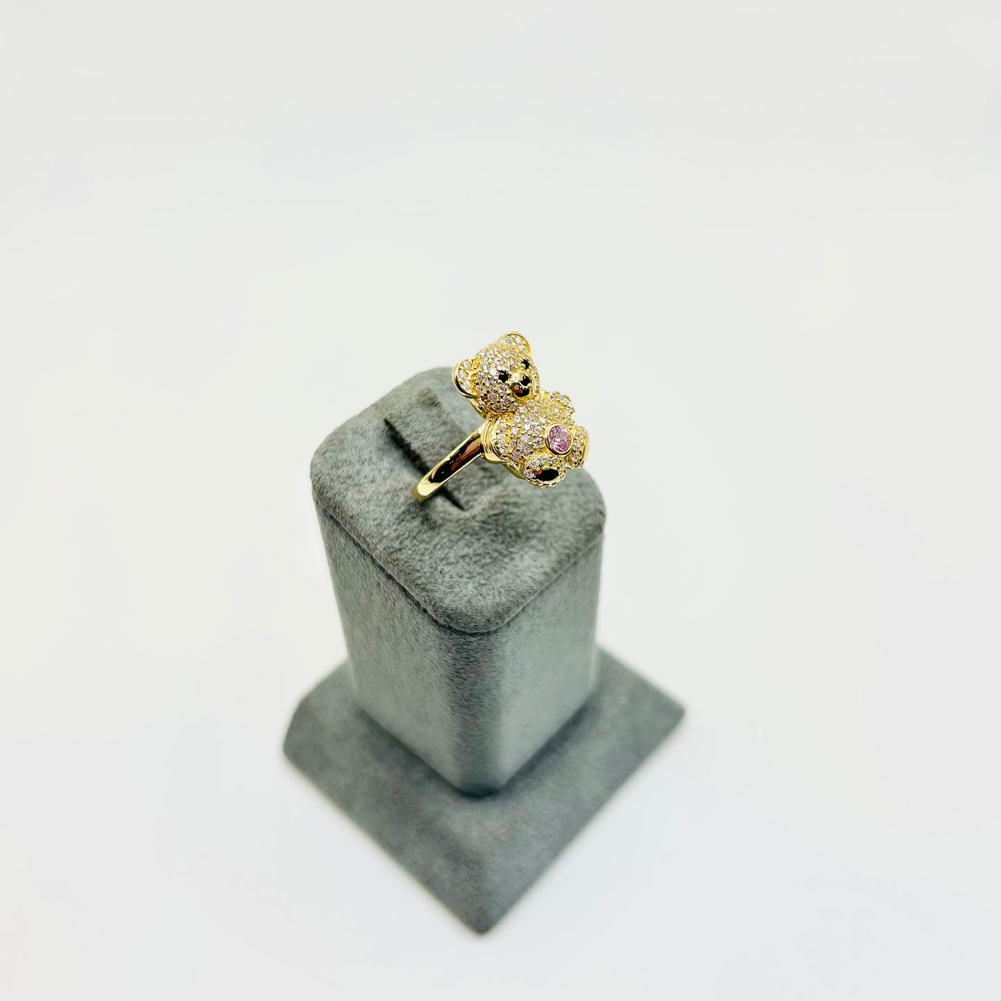 10K Gold CZ Teddy Bear RIng