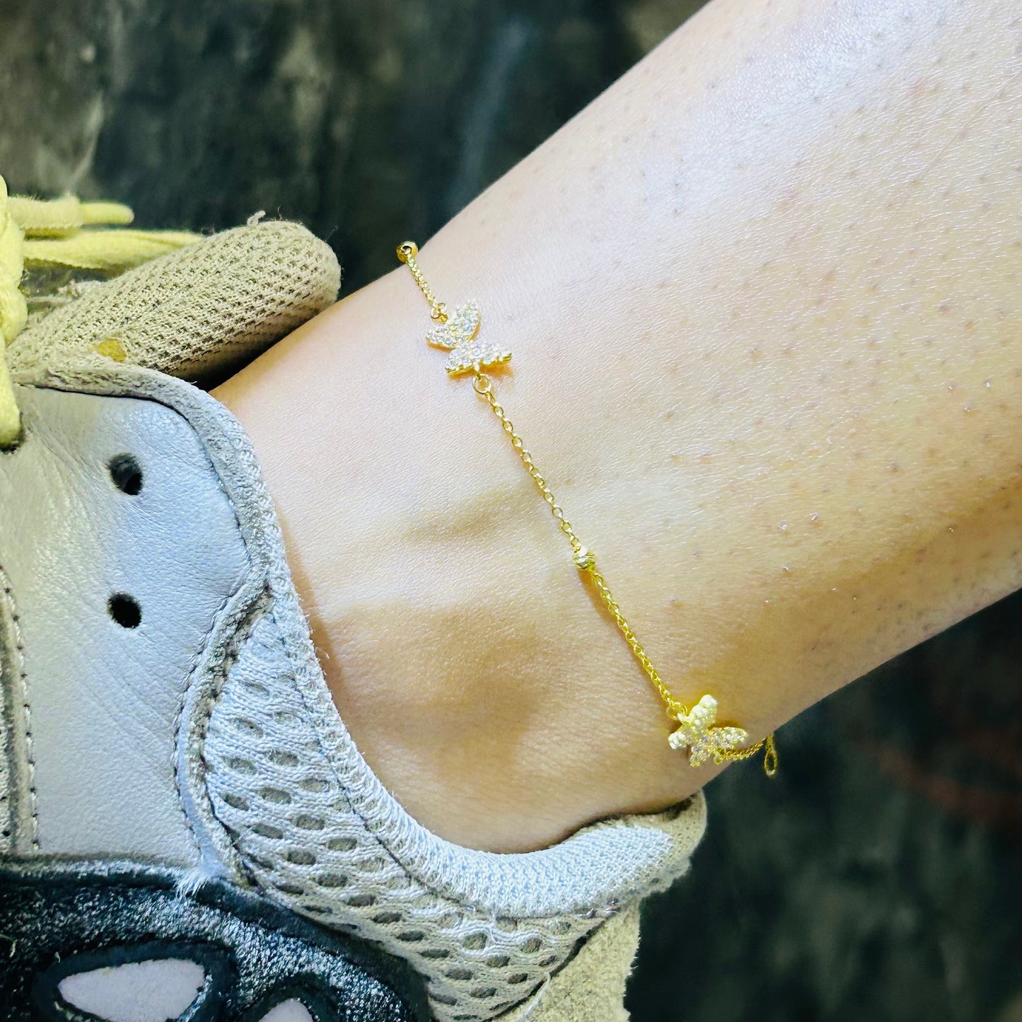 10k Gold Butterfly Charm Anklet