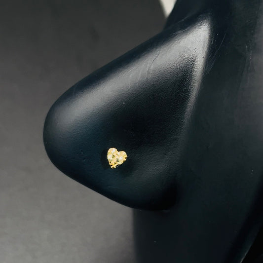 14K Gold Heart Nugget Nose Ring