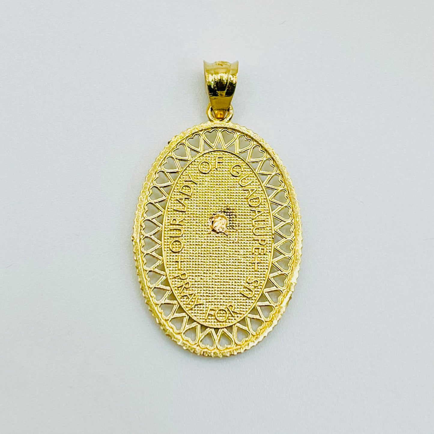 14K Gold Two Tone Oval Virgin Mary