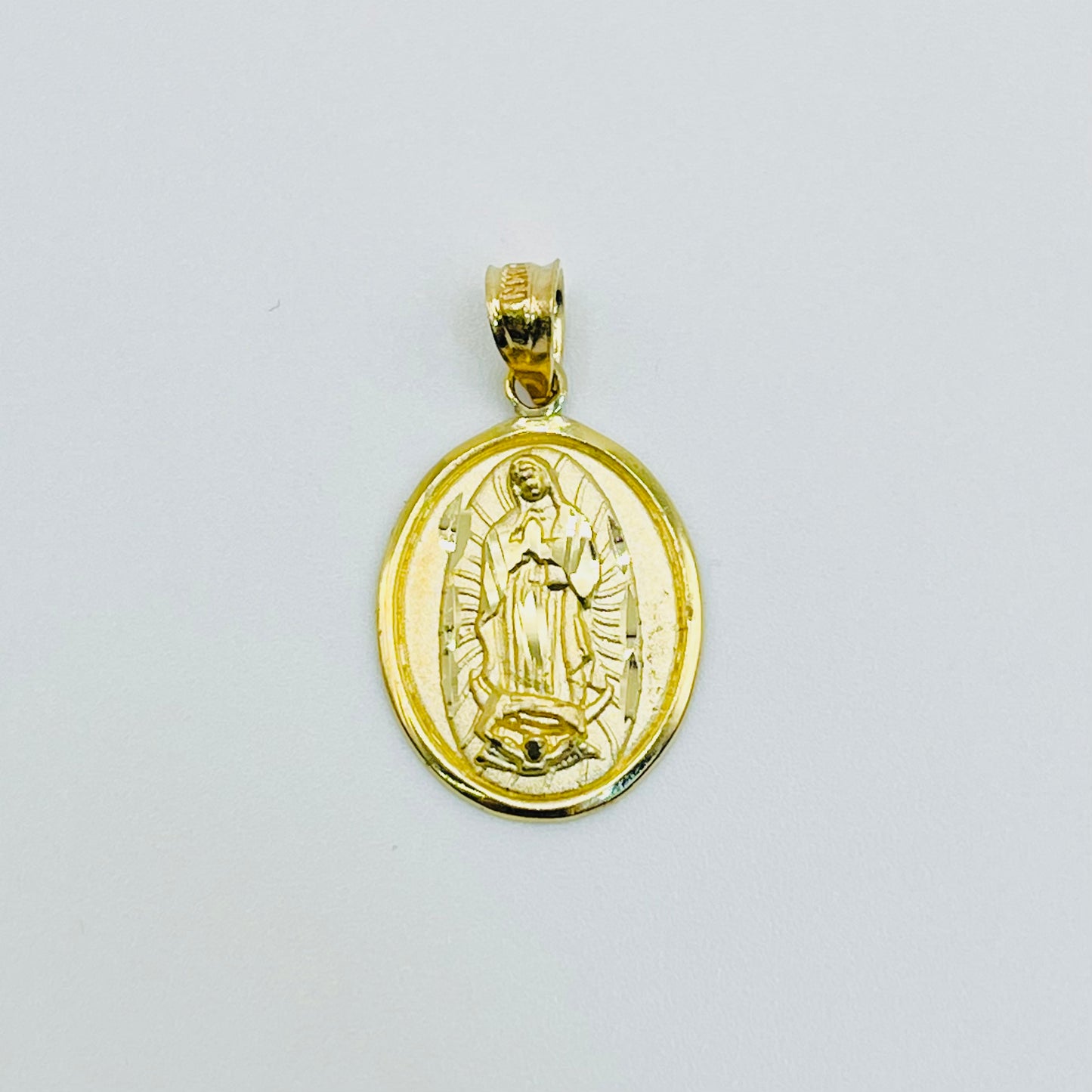 14K Gold Diamond Cut Virgin Mary Charm