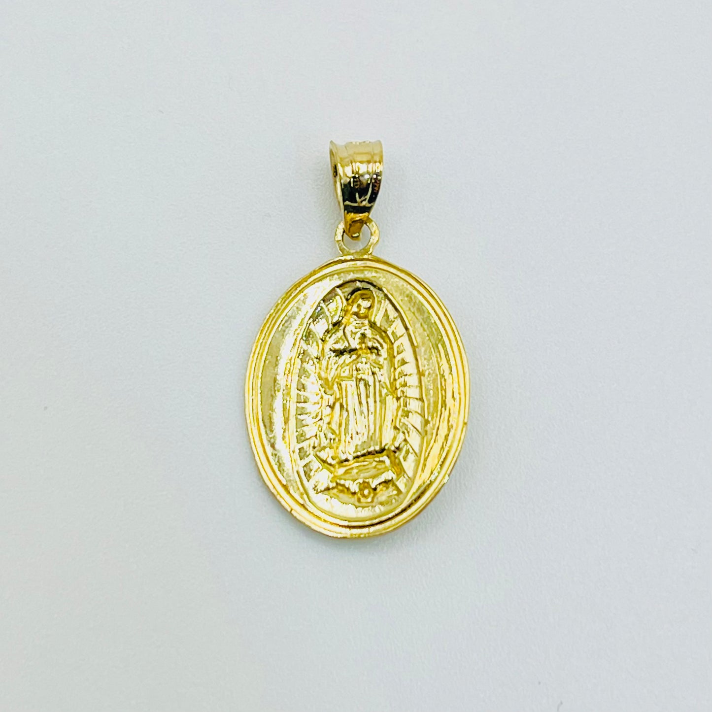 14K Gold Diamond Cut Virgin Mary Charm