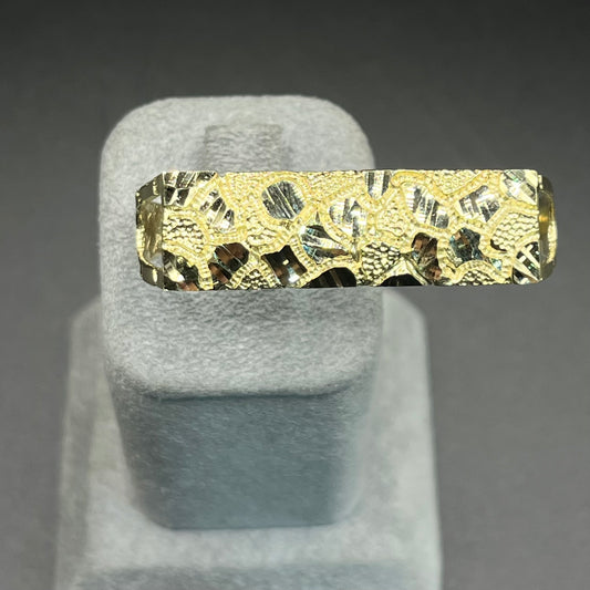 10K Gold Diamond Cut Two Finger Nugget Ring