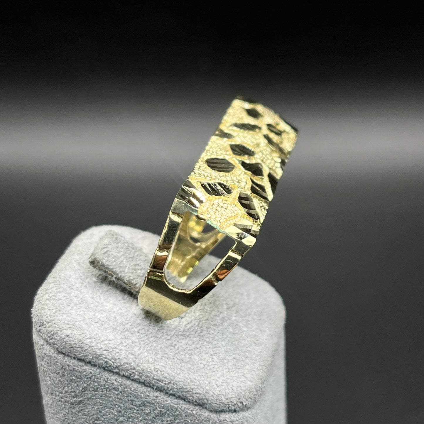 10K Gold Diamond Cut Two Finger Nugget Ring