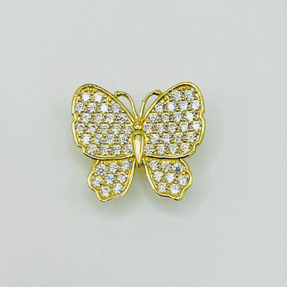 10K Gold White CZ Butterfly Slider Charm