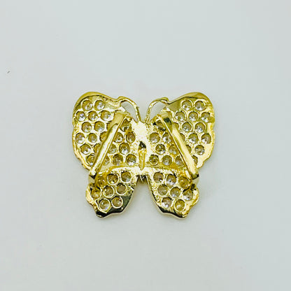 10K Gold White CZ Butterfly Slider Charm