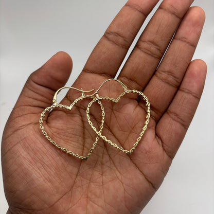 10K Gold RX Heart Hoops | Diameter: 1.5in