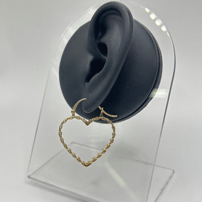 10K Gold RX Heart Hoops | Diameter: 1.2in