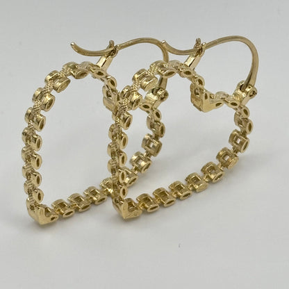 10K Gold RX Heart Hoops | Diameter: 1.2in