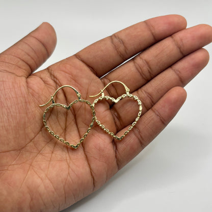 10K Gold RX Heart Hoops | Diameter: 1.2in