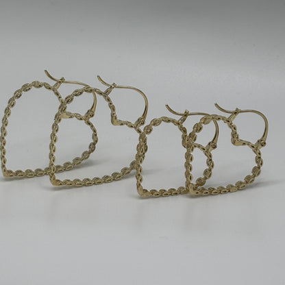 10K Gold RX Heart Hoops | Diameter: 1.2in