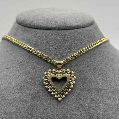 10K Gold Double Open Heart RX Pendant | Face Size: 23mm