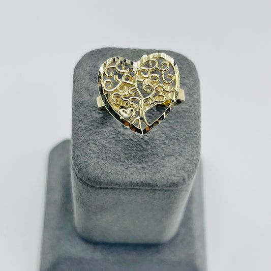 10K Gold Tree of Life Heart Ring