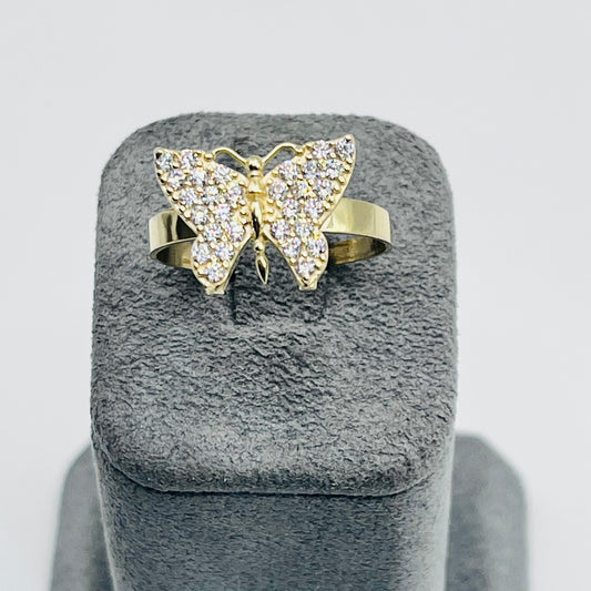 10K Gold White Butterfly Ring (sm)