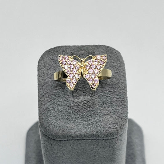 10K Gold Pink Butterfly Ring (sm)