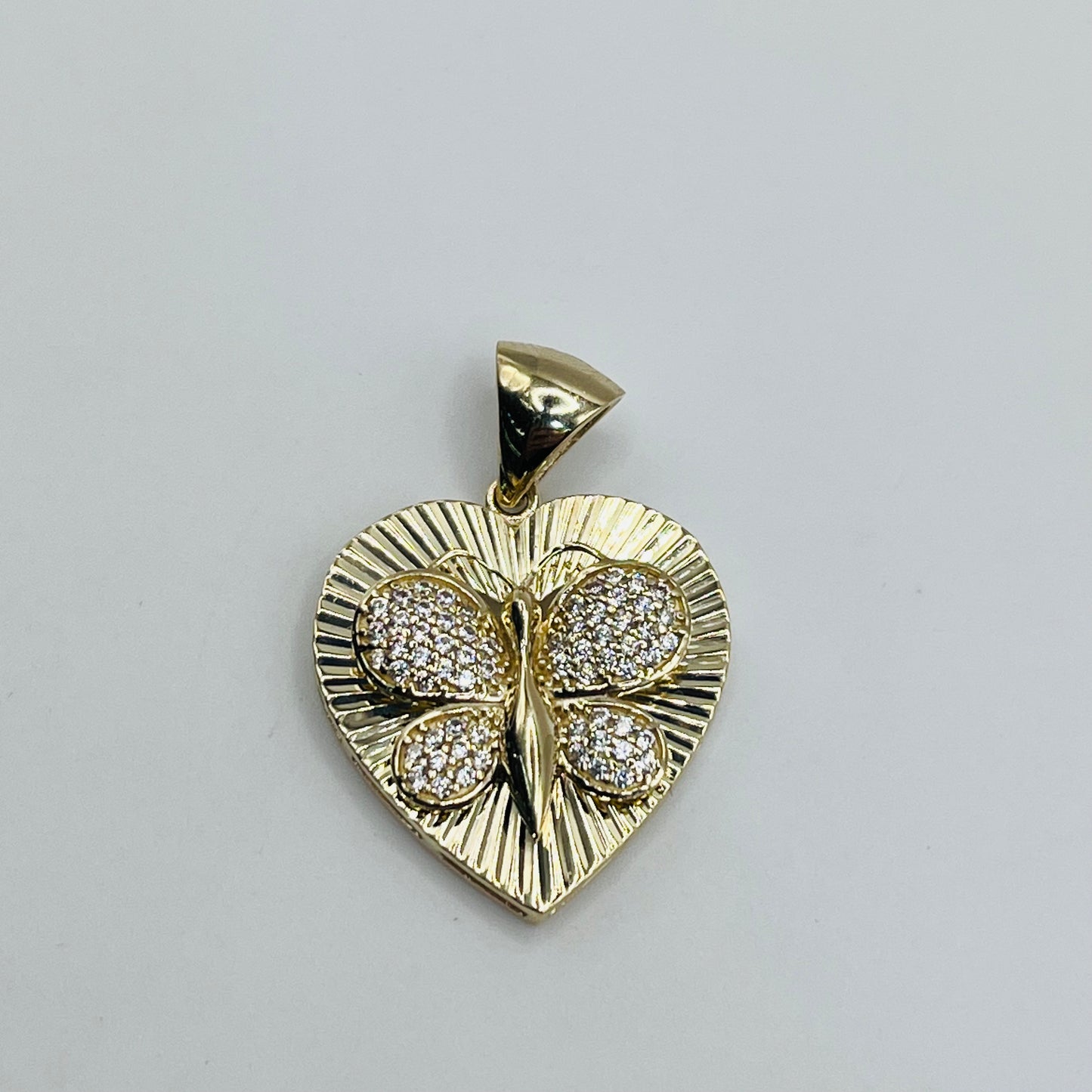 10K Gold Heart with Butterfly Charm