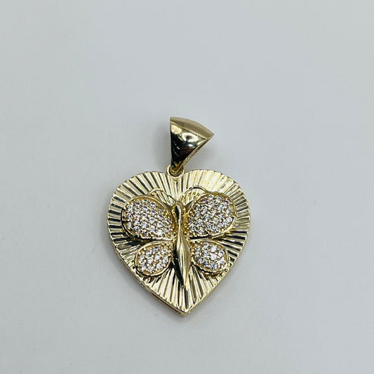 10K Gold Heart with Butterfly Charm