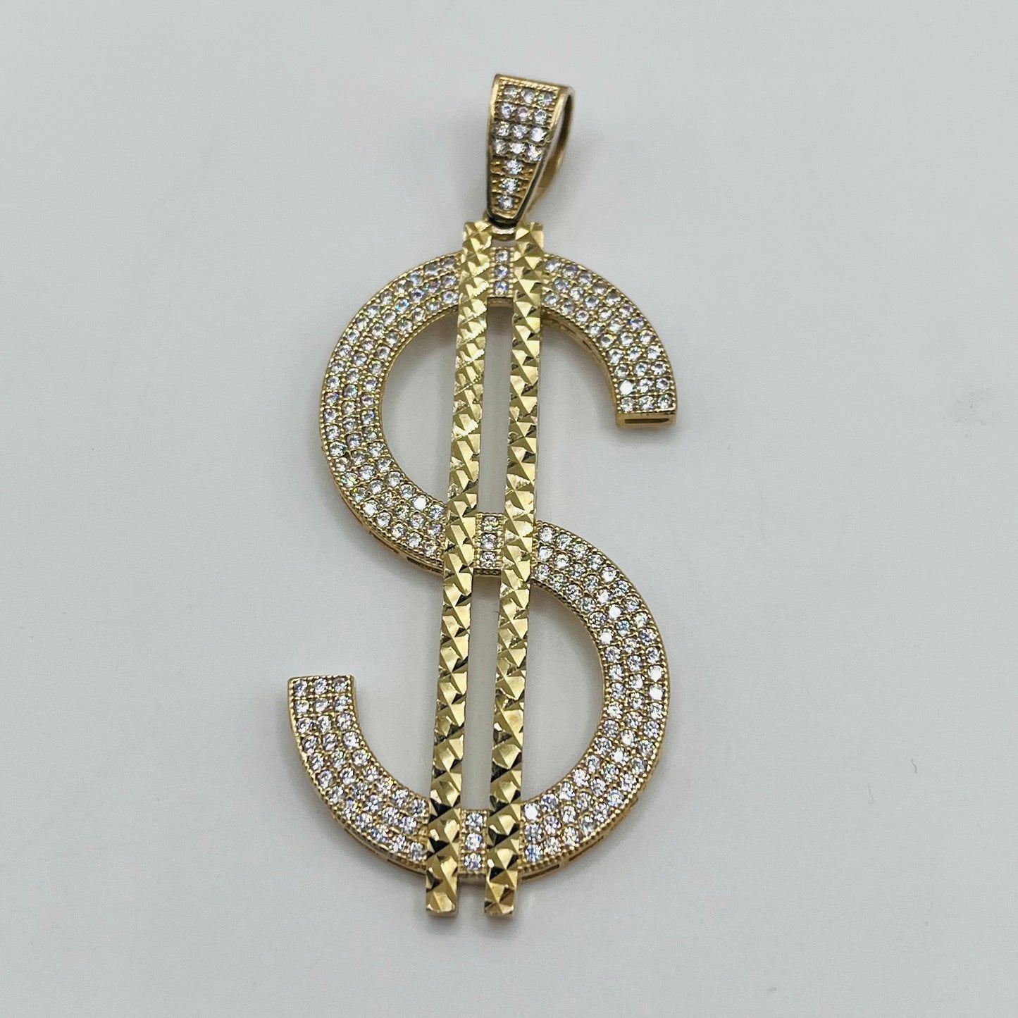 10K Gold BIG Money Sign Charm with CZ