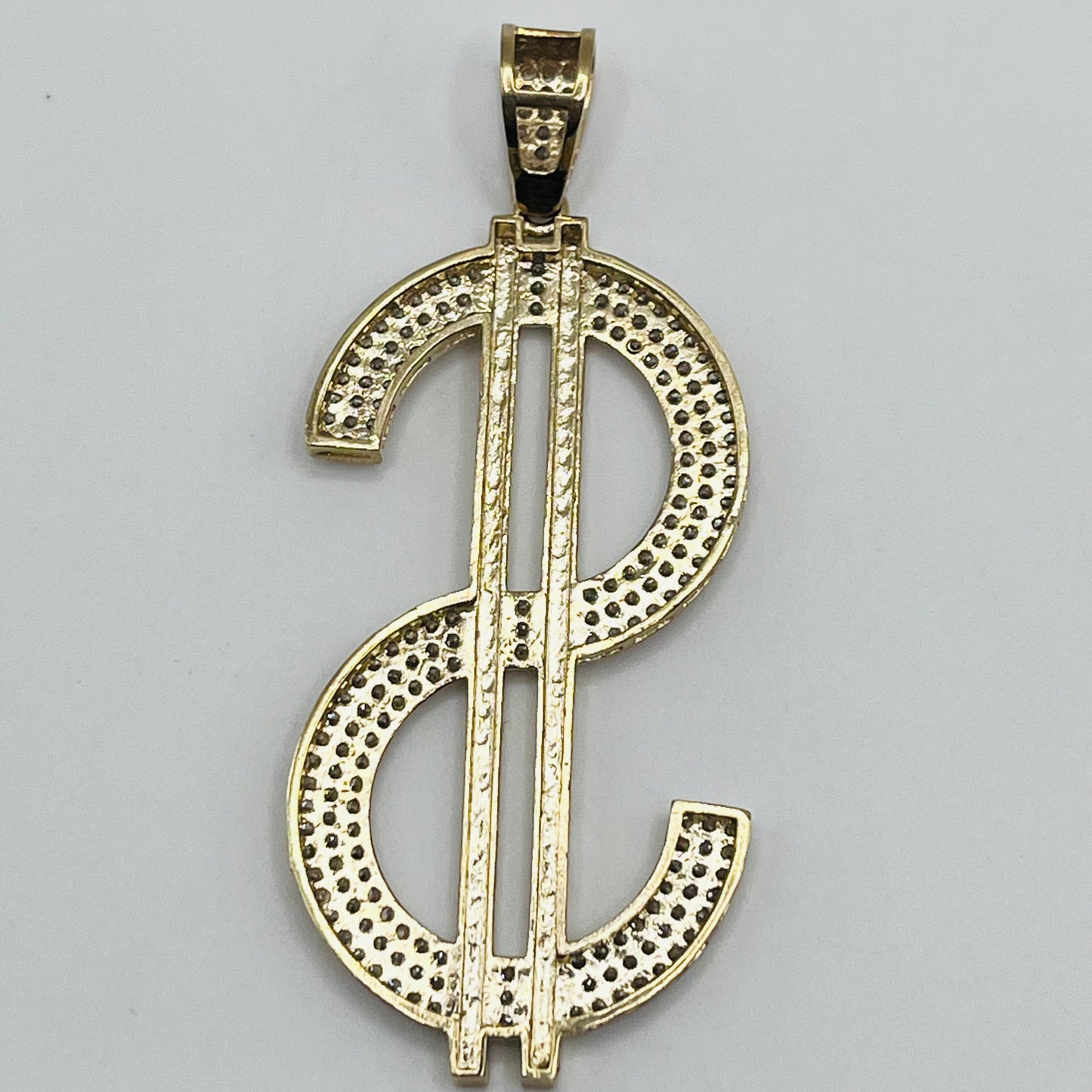 10K Gold BIG Money Sign Charm with CZ