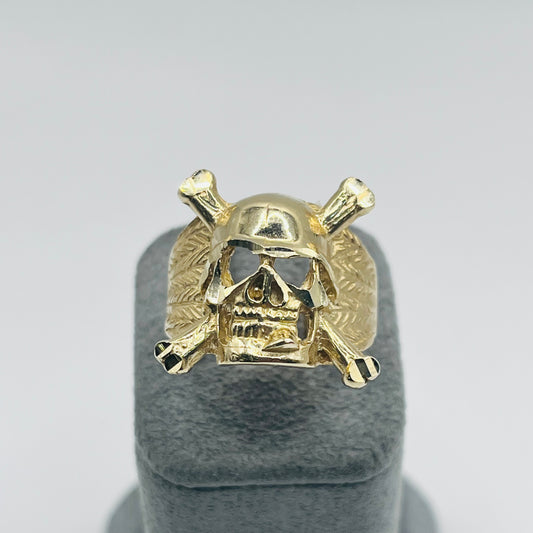 10K Solid Gold Mens Skull Ring