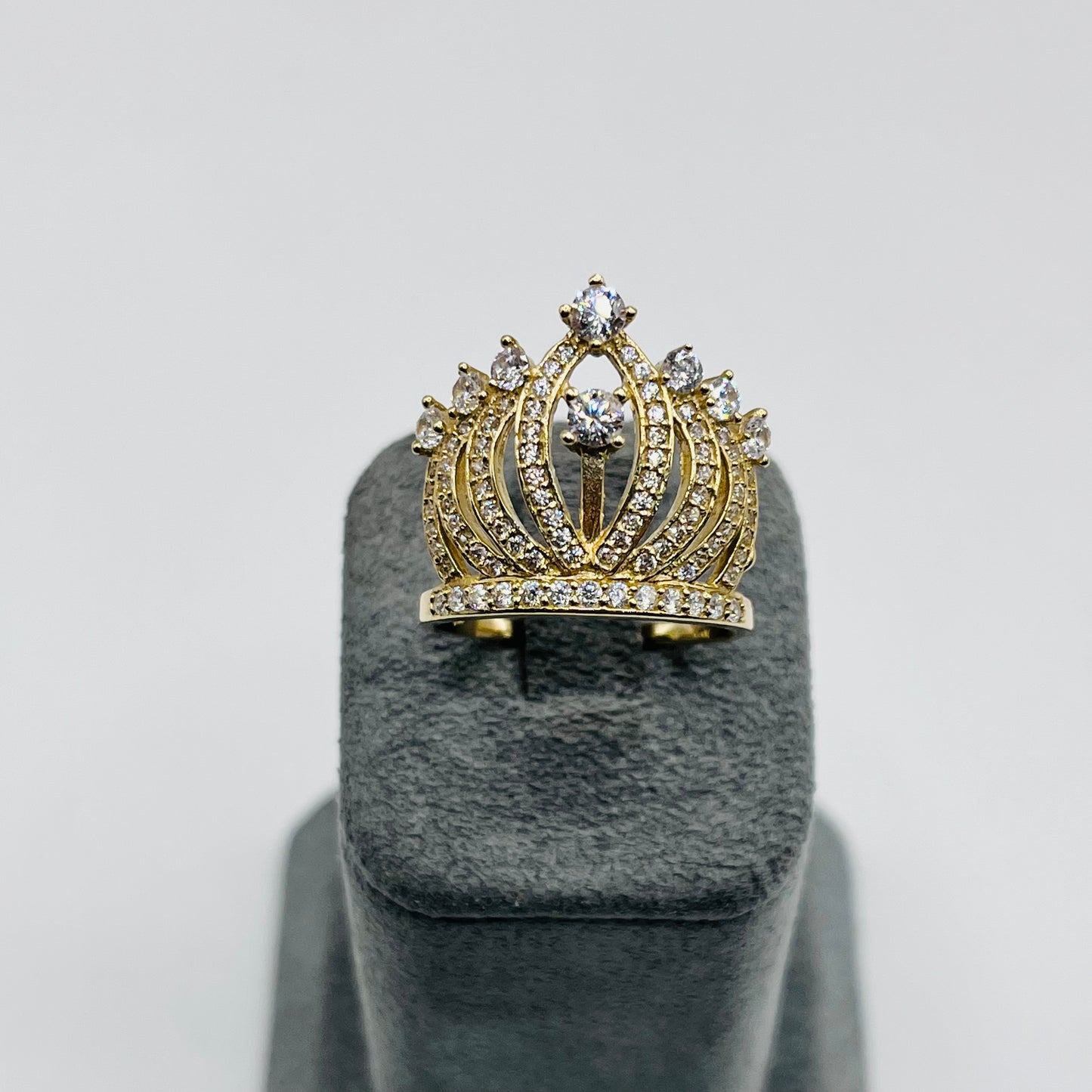 10K Gold Princess Crown Ring with CZ