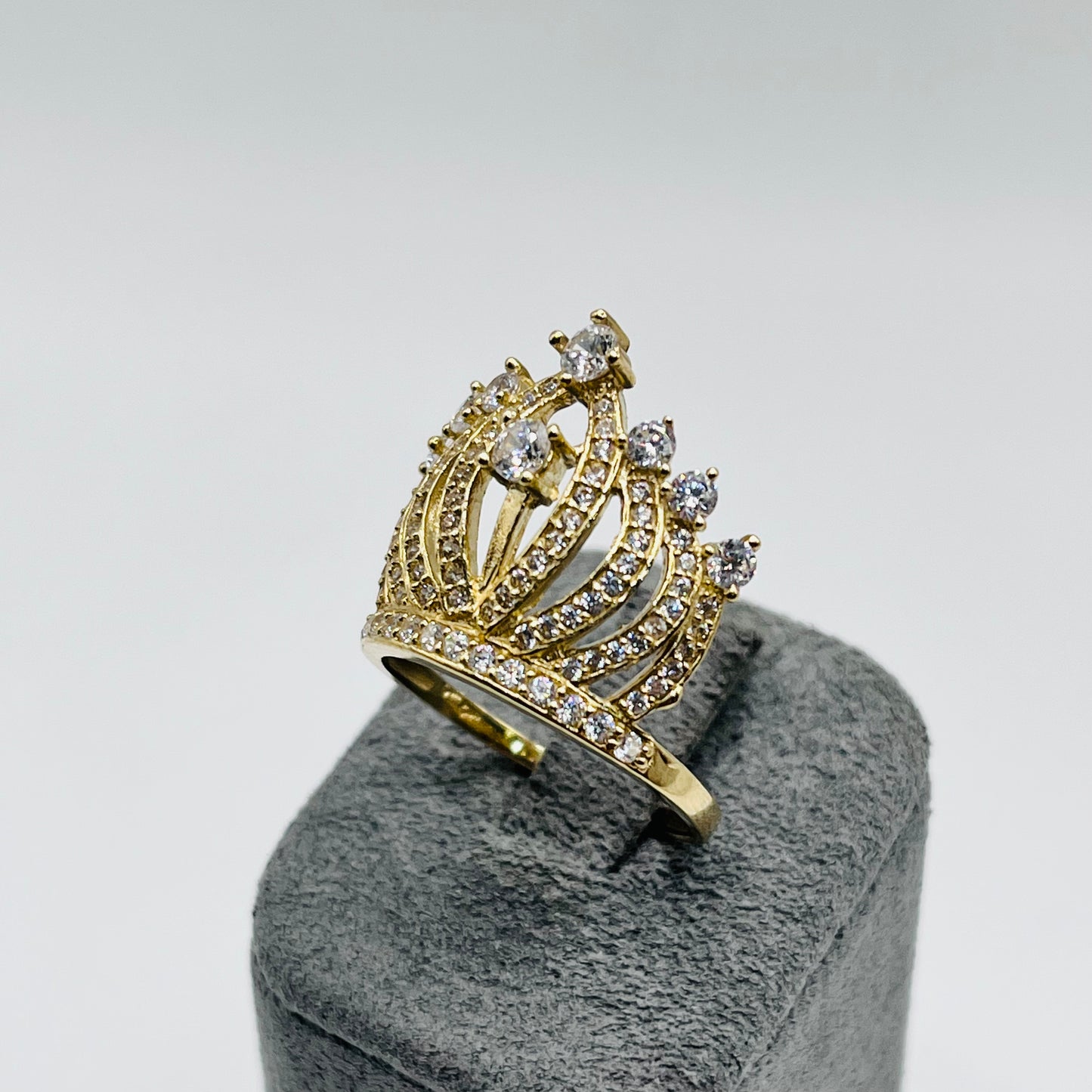 10K Gold Princess Crown Ring with CZ