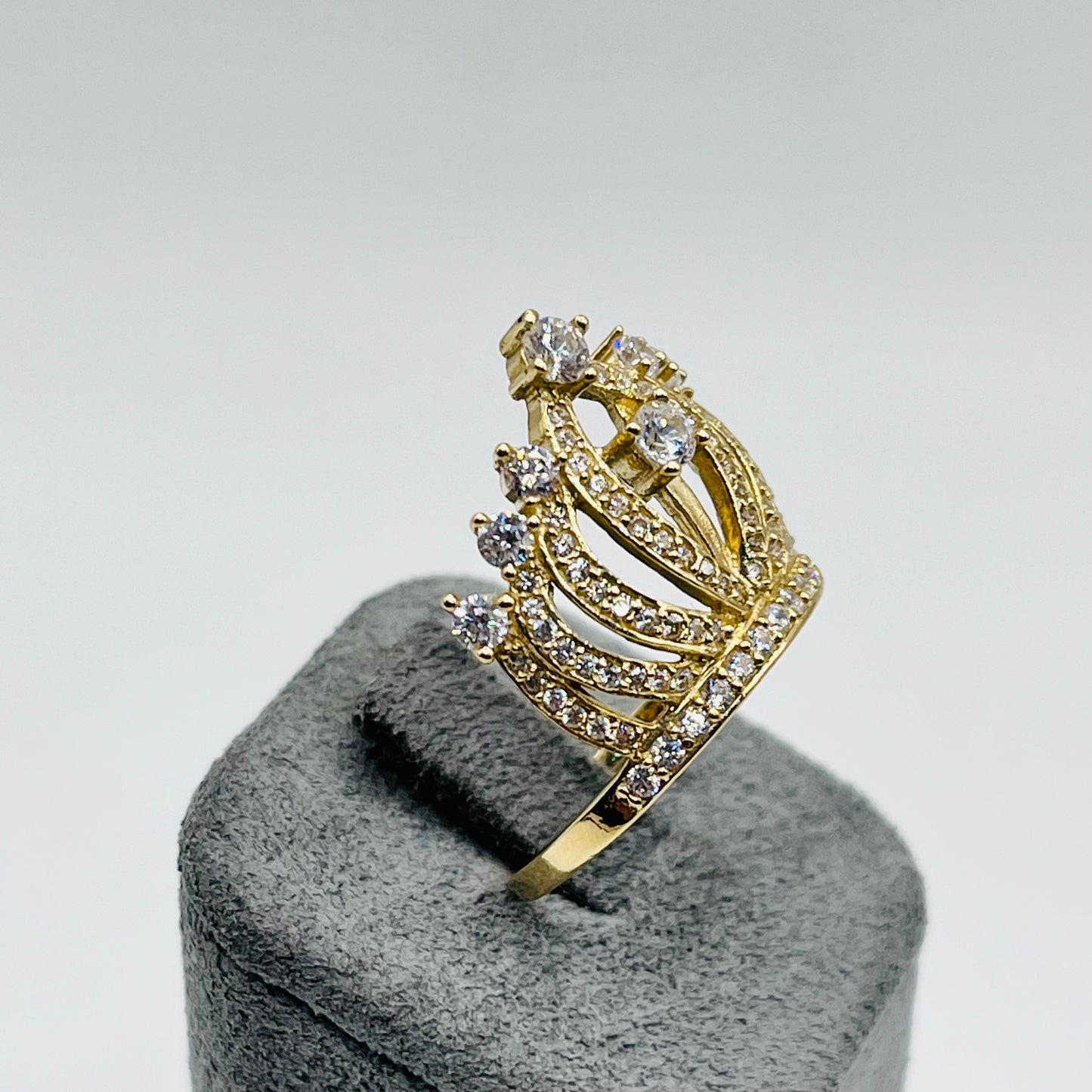 10K Gold Princess Crown Ring with CZ