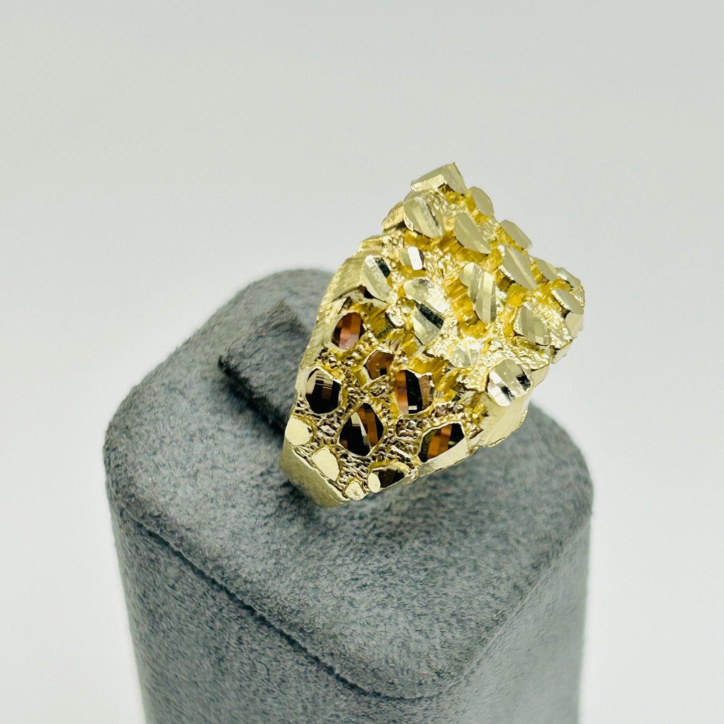 10K Gold Square Nugget ring (15mm)