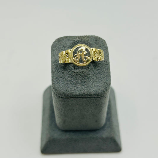 10k Gold Round Initial RX Band Ring