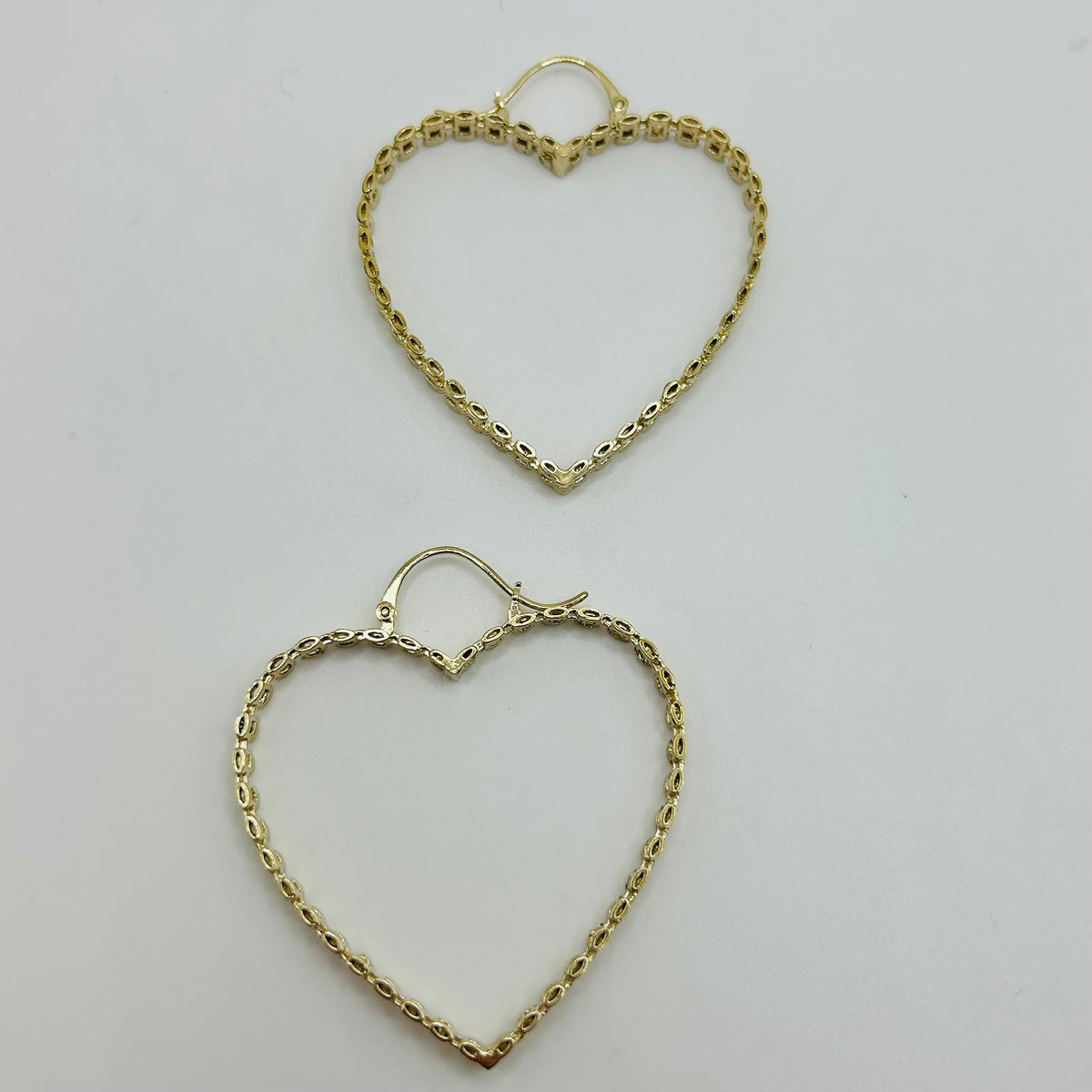 10K Gold RX Heart Hoops | Diameter: 2in