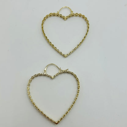 10K Gold RX Heart Hoops | Diameter: 2in