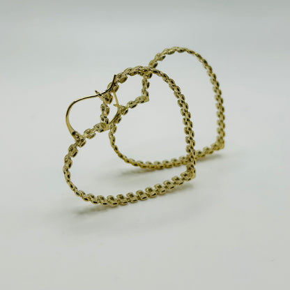 10K Gold RX Heart Hoops | Diameter: 2in