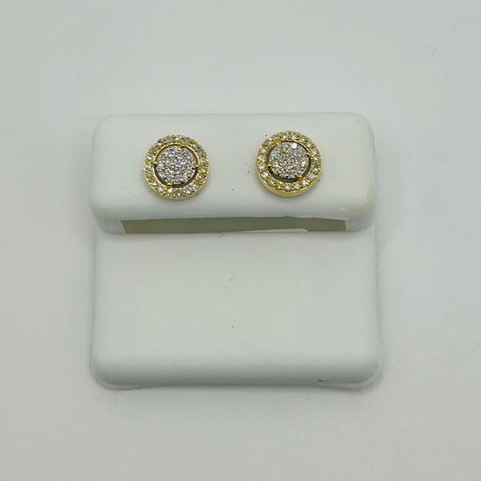 14KY Diamond Halo Cluster Earrings