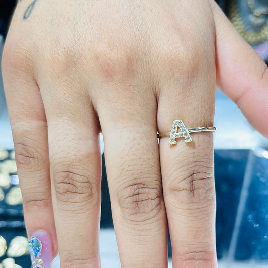 10K Gold CZ Initial Ring