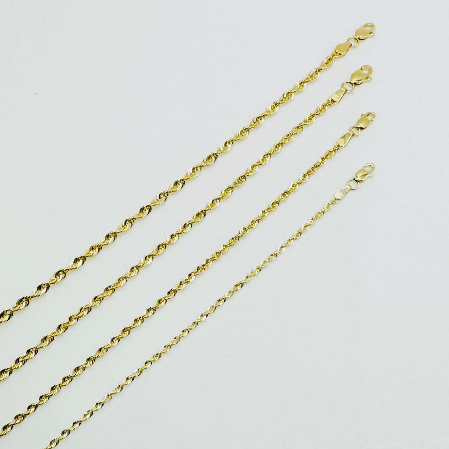 14K Gold Diamond Cut Rope Bracelet 1.9MM