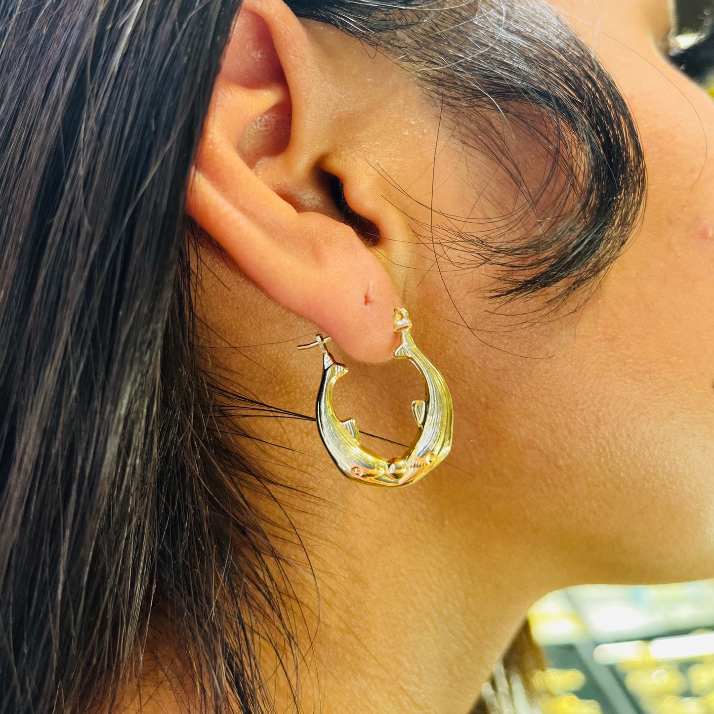 10K Gold Whale Hoop Earrings (small)