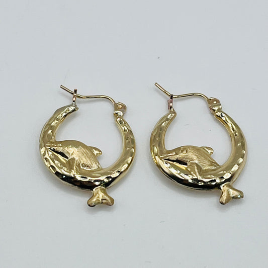 10K Gold Dolphin Hoops (sm)