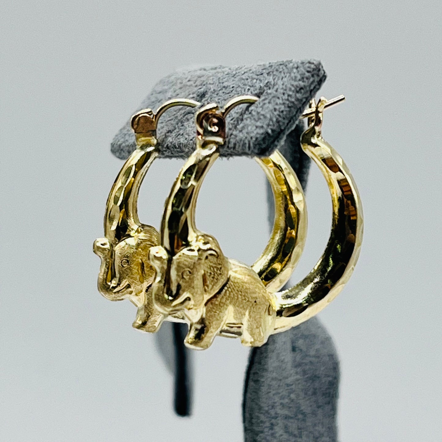 10K Gold Elephant Hoop Earrings