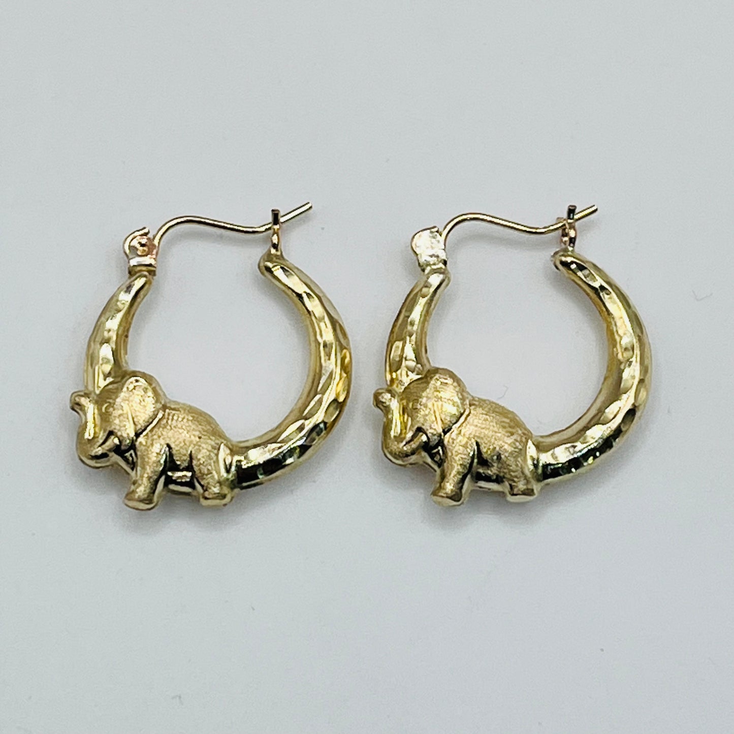 10K Gold Elephant Hoop Earrings