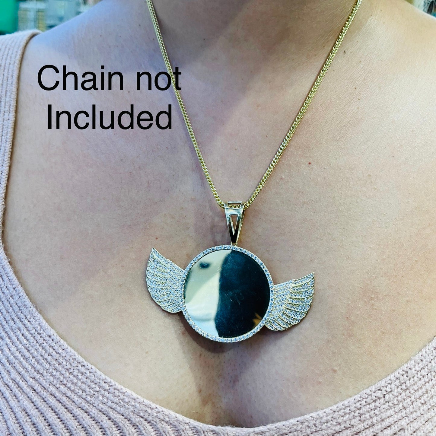 10K GoldAngel Wing Picture Pendant (L)