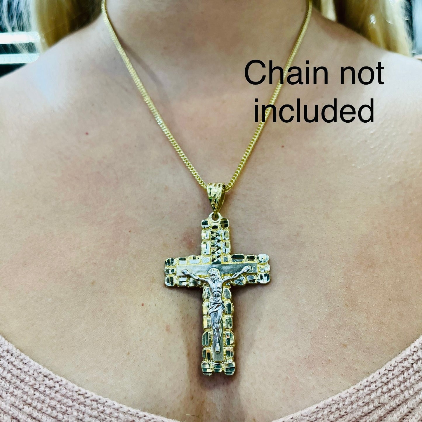 10K Gold Two-Tone Crucifix Pendant