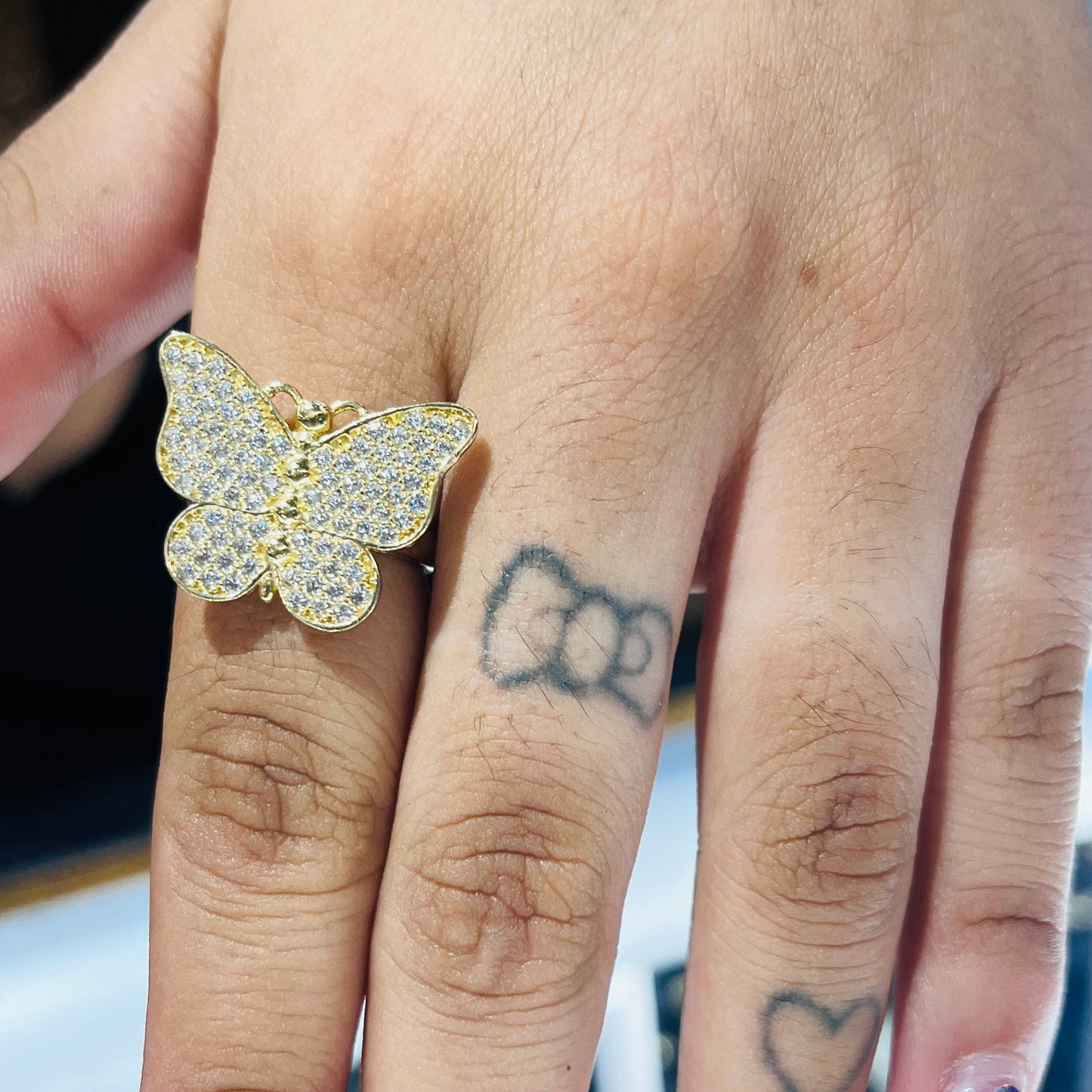 10K Gold White Butterfly Ring (L)