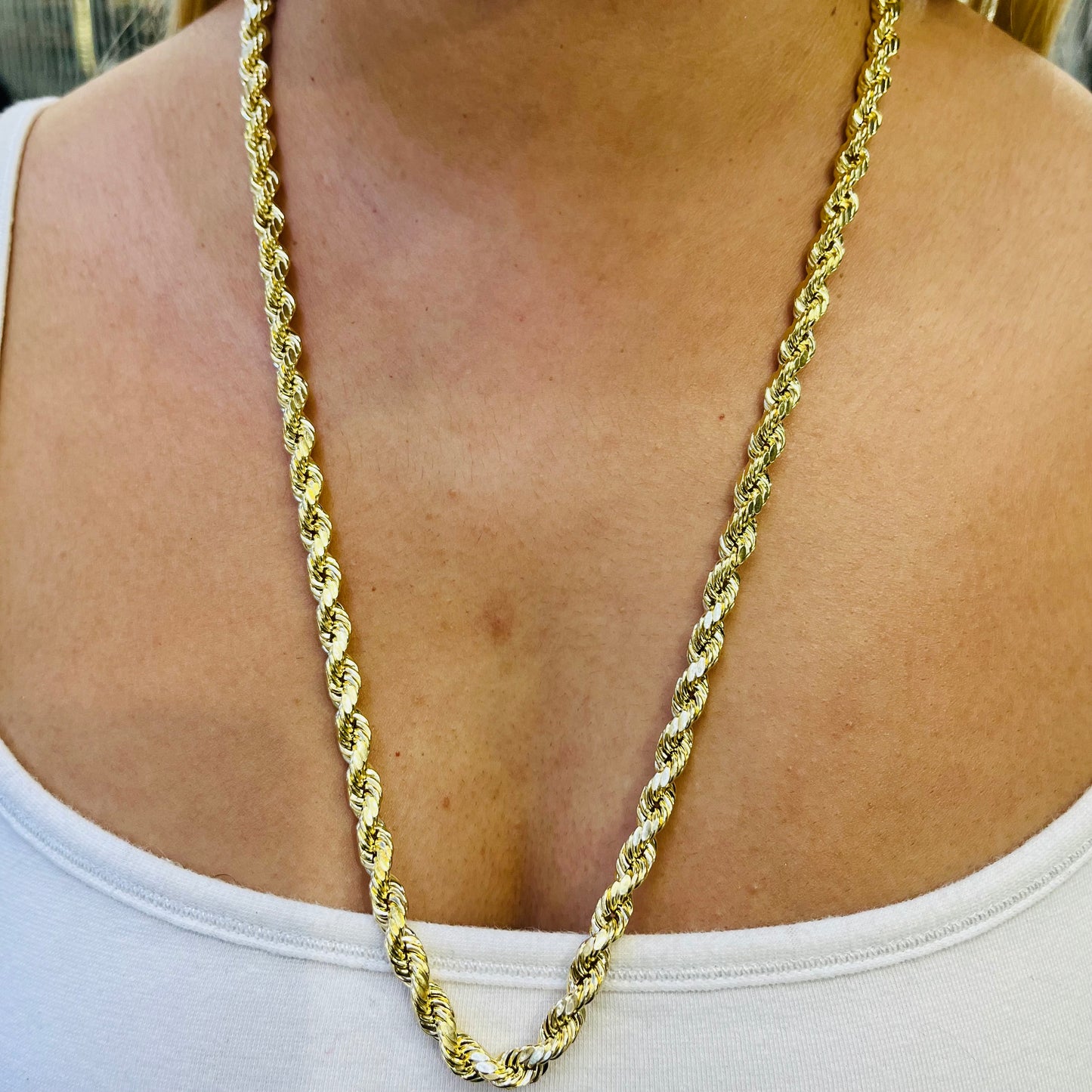 10K Gold 7mm Hollow Rope Chain