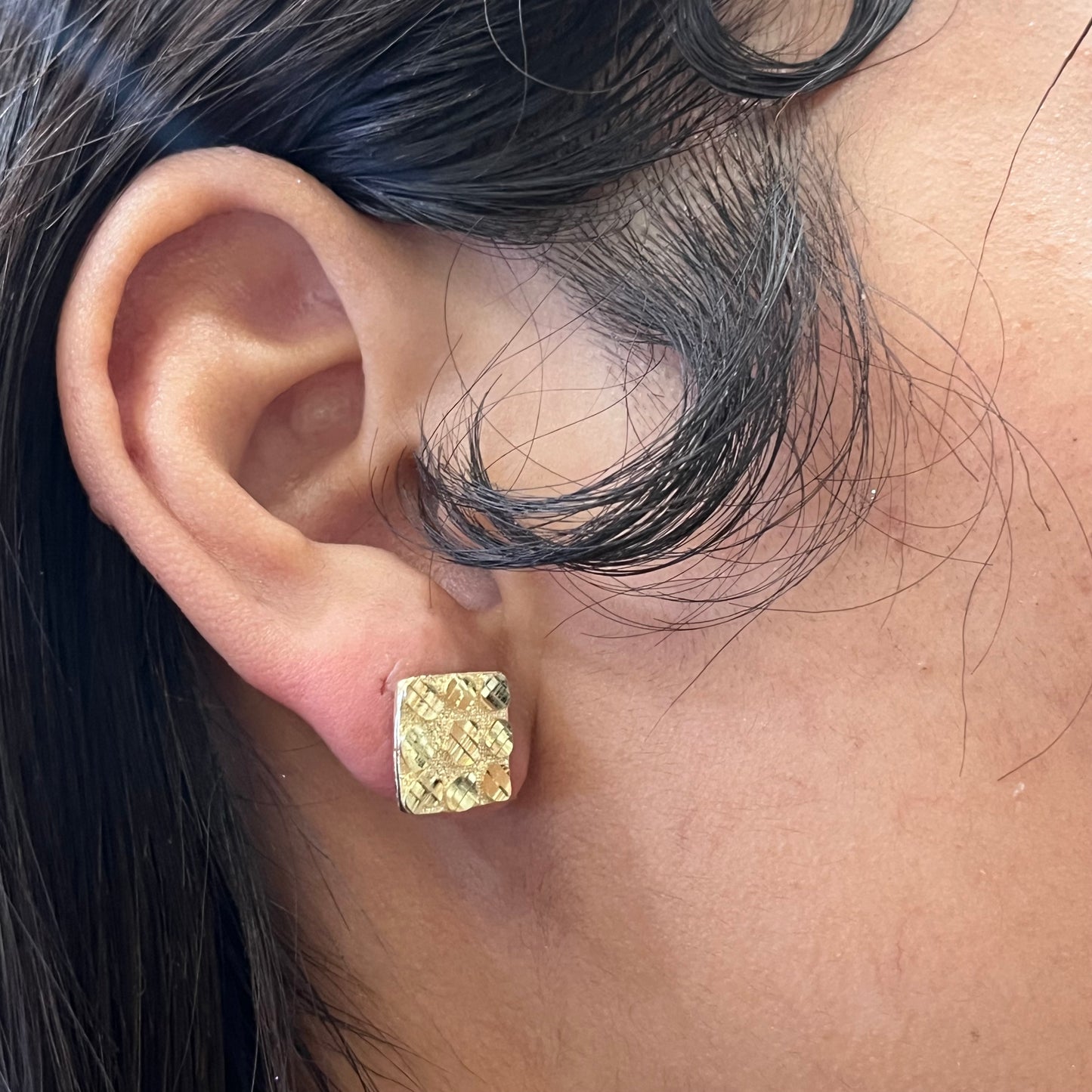 10k Gold Square Nugget Earrings