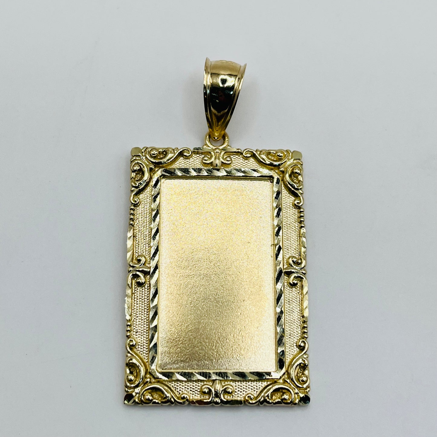 10K Gold Solid Picture Frame Pendant (Large)