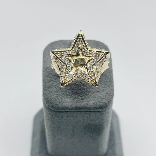 10K Gold Star Nugget Ring with CZ's