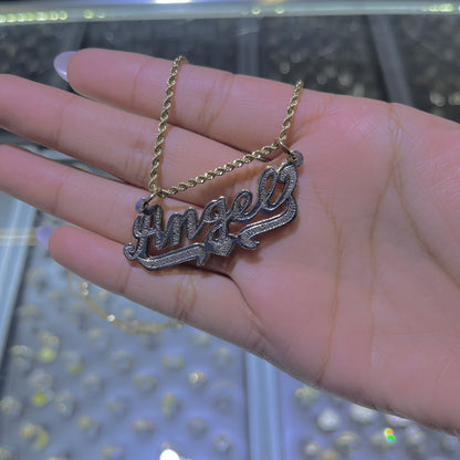 10K Gold Two Tone Double Nameplate
