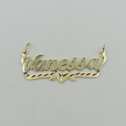 10K/14K Gold Single Nameplate with Bar & Heart Design (custom)