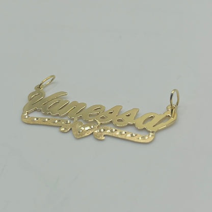 10K/14K Gold Single Nameplate with Bar & Heart Design (custom)