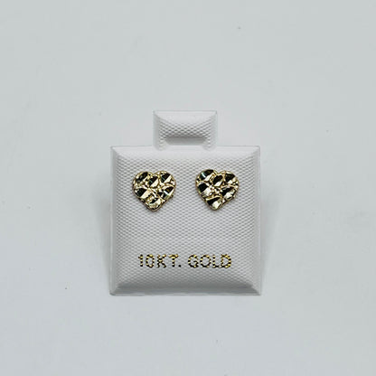 10K Gold Baby Heart Nugget Earrings